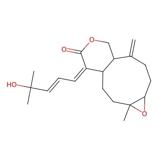 2D Structure of 14-(4-Hydroxy-4-methylpent-2-enylidene)-4-methyl-9-methylidene-5,12-dioxatricyclo[8.4.0.04,6]tetradecan-13-one