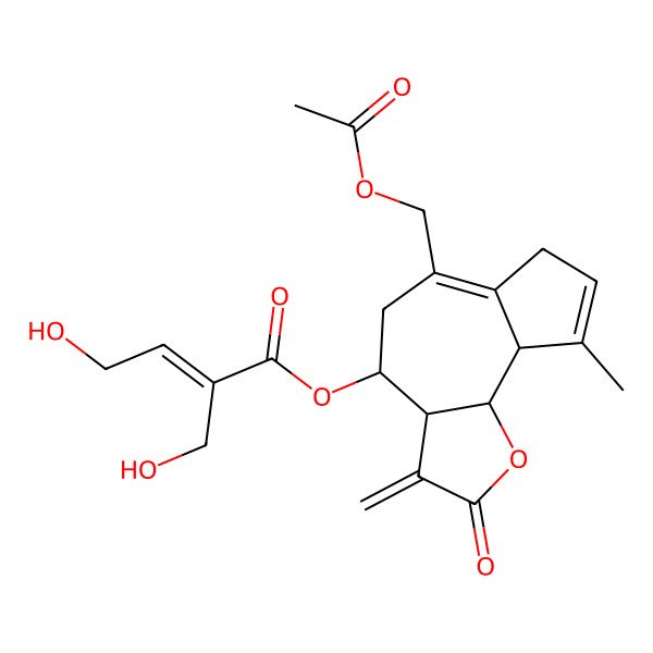 2D Structure of [6-(Acetyloxymethyl)-9-methyl-3-methylidene-2-oxo-3a,4,5,7,9a,9b-hexahydroazuleno[4,5-b]furan-4-yl] 4-hydroxy-2-(hydroxymethyl)but-2-enoate