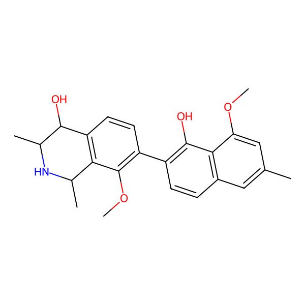 2D Structure of 7-(1-Hydroxy-8-methoxy-6-methylnaphthalen-2-yl)-8-methoxy-1,3-dimethyl-1,2,3,4-tetrahydroisoquinolin-4-ol