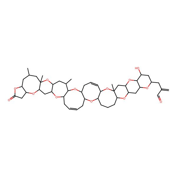 2D Structure of 2-[[(1R,3S,4R,6S,8S,10R,12S,16R,18R,20R,22R,24Z,27R,29R,33S,35R,37R,39S,41R,42S,44R,46S,48R)-41-hydroxy-4,8,10,46-tetramethyl-14-oxo-2,7,13,17,21,28,34,38,43,47-decaoxadecacyclo[25.24.0.03,22.06,20.08,18.012,16.029,48.033,46.035,44.037,42]henpentaconta-24,49-dien-39-yl]methyl]prop-2-enal