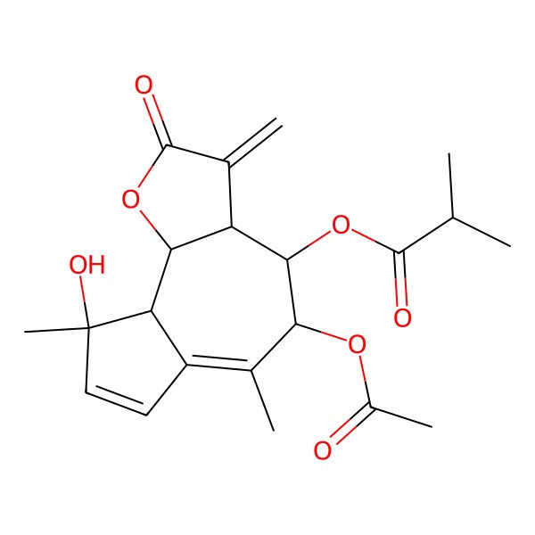 2D Structure of [(3aS,4R,5S,9S,9aS,9bS)-5-acetyloxy-9-hydroxy-6,9-dimethyl-3-methylidene-2-oxo-4,5,9a,9b-tetrahydro-3aH-azuleno[4,5-b]furan-4-yl] 2-methylpropanoate