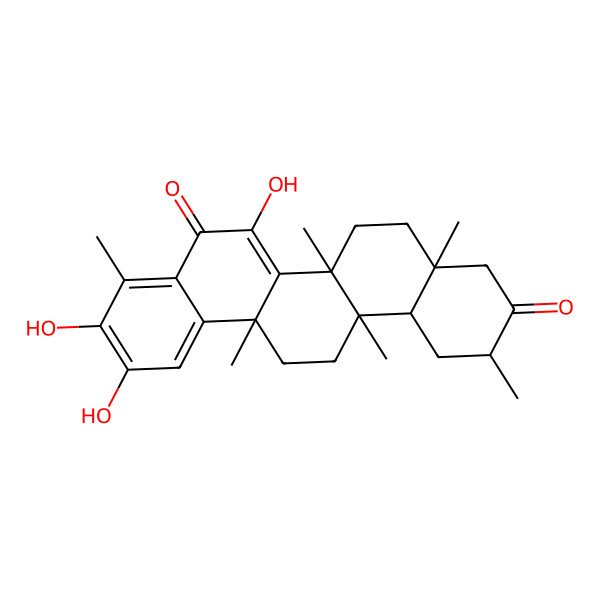 2D Structure of (2R,4aS,6aS,6aS,14aS,14bR)-7,10,11-trihydroxy-2,4a,6a,6a,9,14a-hexamethyl-1,2,4,5,6,13,14,14b-octahydropicene-3,8-dione