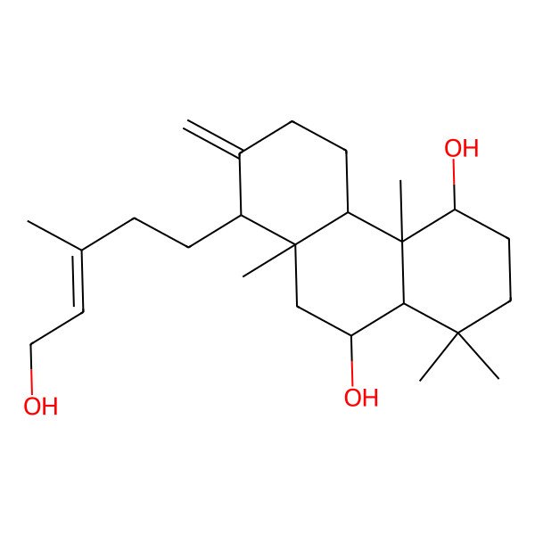 2D Structure of 8-(5-Hydroxy-3-methylpent-3-enyl)-1,1,4a,8a-tetramethyl-7-methylidene-2,3,4,4b,5,6,8,9,10,10a-decahydrophenanthrene-4,10-diol