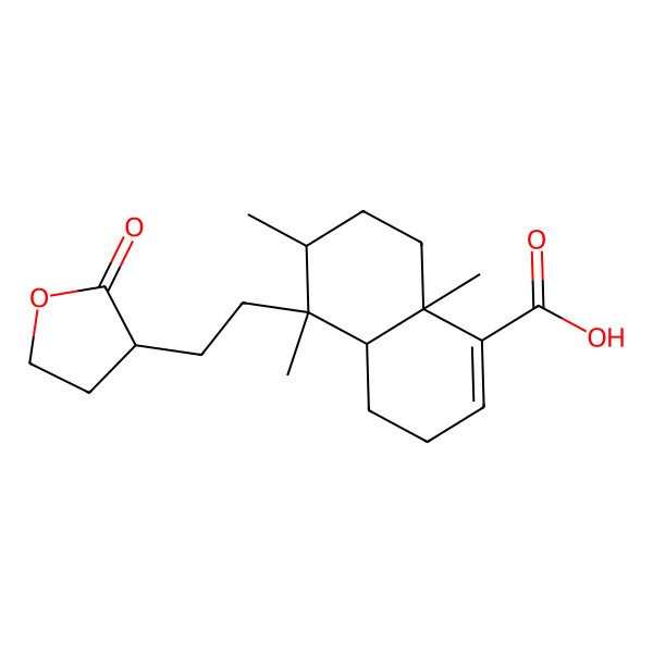 2D Structure of (4aR,5S,6R,8aR)-5,6,8a-trimethyl-5-[2-[(3S)-2-oxooxolan-3-yl]ethyl]-3,4,4a,6,7,8-hexahydronaphthalene-1-carboxylic acid