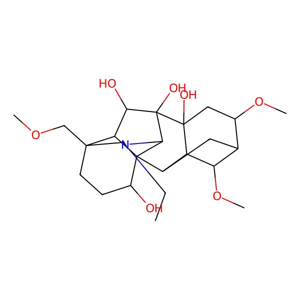 2D Structure of 11-Ethyl-4,6-dimethoxy-13-(methoxymethyl)-11-azahexacyclo[7.7.2.12,5.01,10.03,8.013,17]nonadecane-8,9,16,18-tetrol