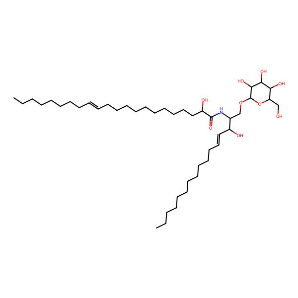 2D Structure of (Z,2R)-2-hydroxy-N-[(E,2S,3R)-3-hydroxy-1-[(2R,3R,4S,5S,6R)-3,4,5-trihydroxy-6-(hydroxymethyl)oxan-2-yl]oxyhexadec-4-en-2-yl]docos-13-enamide
