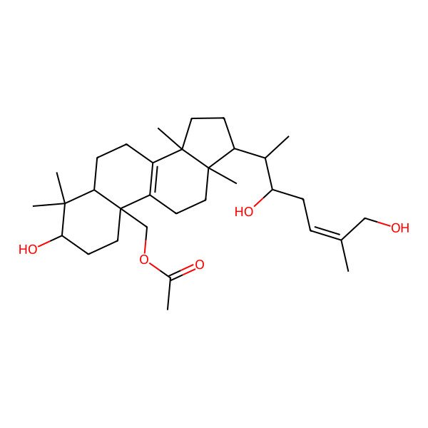 2D Structure of [(3S,5R,10R,13R,14R)-17-[(Z,1S)-2,6-dihydroxy-1,5-dimethyl-hex-4-enyl]-3-hydroxy-4,4,13,14-tetramethyl-2,3,5,6,7,11,12,15,16,17-decahydro-1H-cyclopenta[a]phenanthren-10-yl]methyl acetate