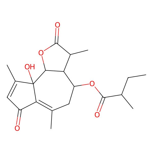 2D Structure of (9a-hydroxy-3,6,9-trimethyl-2,7-dioxo-3a,4,5,9b-tetrahydro-3H-azuleno[4,5-b]furan-4-yl) 2-methylbutanoate