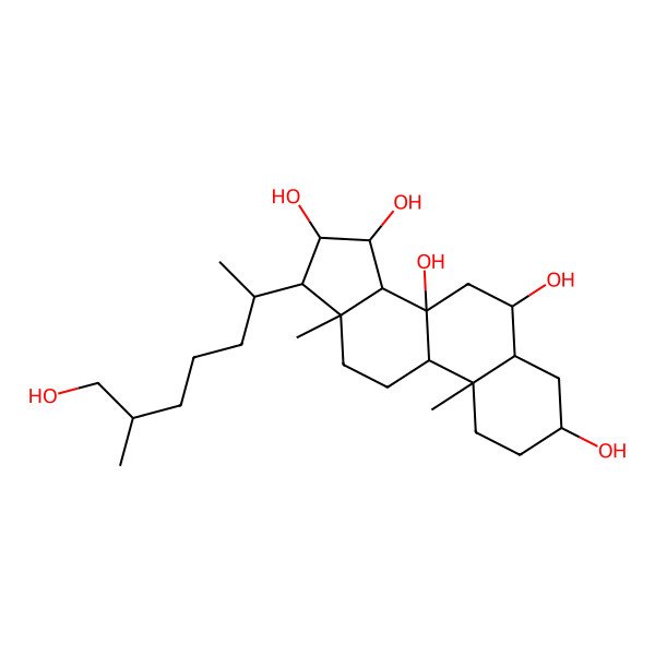 2D Structure of (3S,5S,6R,8S,9R,10S,13R,14S,15R,16R,17R)-17-[(2R,6S)-7-hydroxy-6-methylheptan-2-yl]-10,13-dimethyl-1,2,3,4,5,6,7,9,11,12,14,15,16,17-tetradecahydrocyclopenta[a]phenanthrene-3,6,8,15,16-pentol
