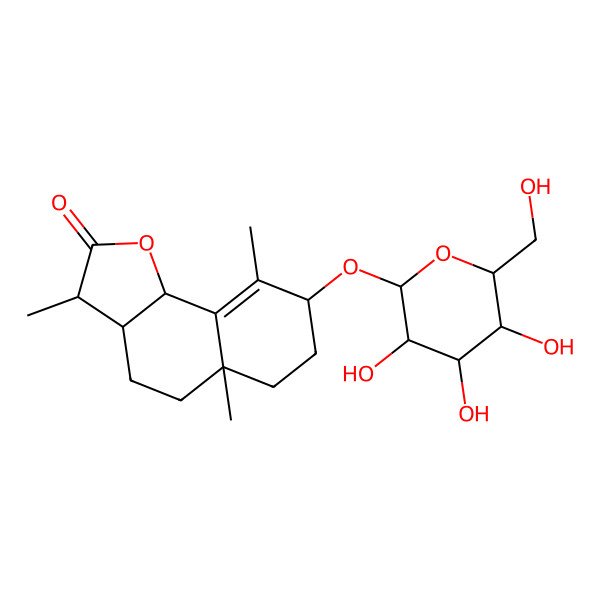 2D Structure of (3S,3aS,5aS,8S,9bS)-3,5a,9-trimethyl-8-[(2S,3R,4S,5S,6R)-3,4,5-trihydroxy-6-(hydroxymethyl)oxan-2-yl]oxy-3,3a,4,5,6,7,8,9b-octahydrobenzo[g][1]benzofuran-2-one