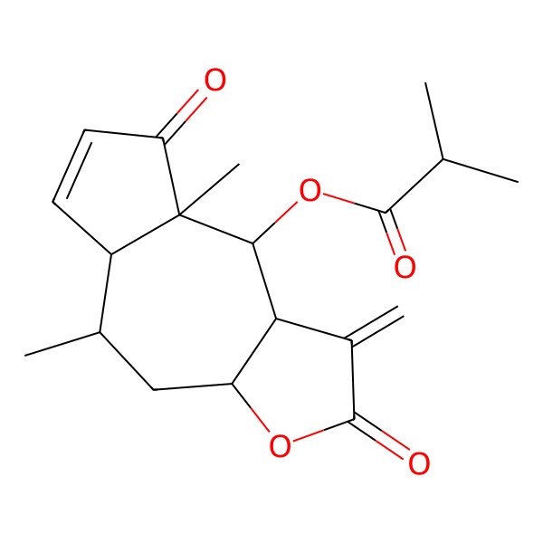 2D Structure of [(3aR,5R,5aR,8aR,9S,9aS)-5,8a-dimethyl-1-methylidene-2,8-dioxo-3a,4,5,5a,9,9a-hexahydroazuleno[6,5-b]furan-9-yl] 2-methylpropanoate