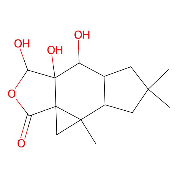 2D Structure of (1S,3R,4S,8R,9R,10R,11S)-9,10,11-trihydroxy-3,6,6-trimethyl-12-oxatetracyclo[8.3.0.01,3.04,8]tridecan-13-one