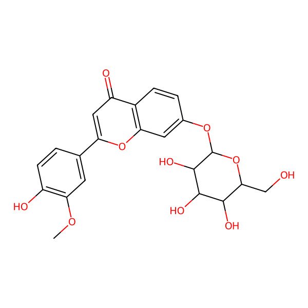 2D Structure of 2-(4-hydroxy-3-methoxyphenyl)-7-[(2S,3R,4S,5S,6R)-3,4,5-trihydroxy-6-(hydroxymethyl)oxan-2-yl]oxychromen-4-one