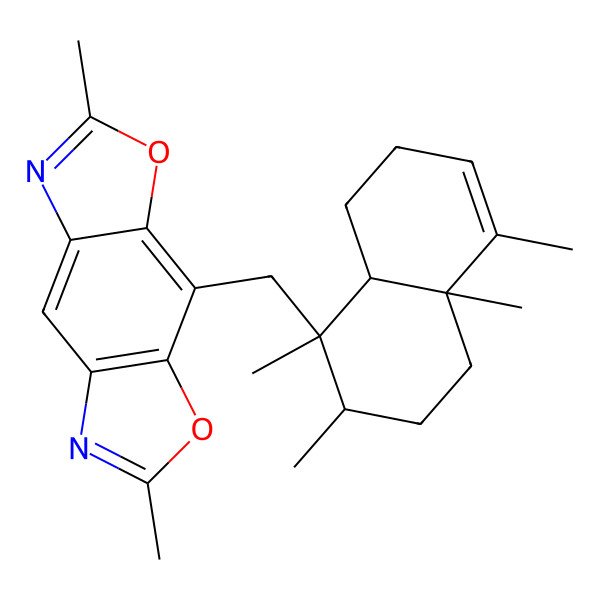 2D Structure of 8-[[(1R,2S,4aR,8aS)-1,2,4a,5-tetramethyl-2,3,4,7,8,8a-hexahydronaphthalen-1-yl]methyl]-2,6-dimethyl-[1,3]oxazolo[4,5-f][1,3]benzoxazole