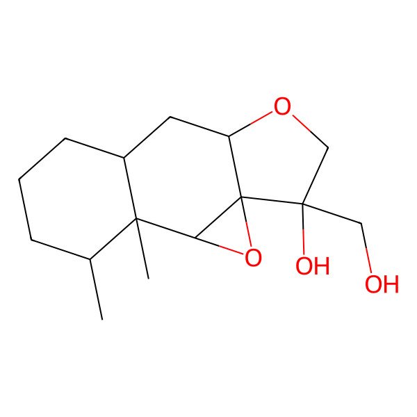 2D Structure of (1R,2S,4R,5R,8S,10R,14S)-5-(hydroxymethyl)-1,14-dimethyl-3,7-dioxatetracyclo[8.4.0.02,4.04,8]tetradecan-5-ol