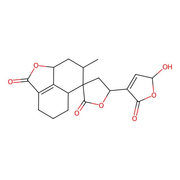 2D Structure of (1R,5'S,8S,9R,10R)-5'-[(2R)-2-hydroxy-5-oxo-2H-furan-4-yl]-10-methylspiro[2-oxatricyclo[6.3.1.04,12]dodec-4(12)-ene-9,3'-oxolane]-2',3-dione