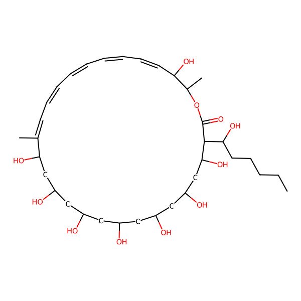 2D Structure of (3S,4S,6S,8R,10R,12S,14R,16R,17E,19E,21E,23E,25E,27R,28R)-4,6,8,10,12,14,16,27-octahydroxy-3-[(1S)-1-hydroxyhexyl]-17,28-dimethyl-1-oxacyclooctacosa-17,19,21,23,25-pentaen-2-one
