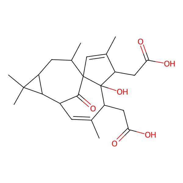 2D Structure of 2-[(1S,4S,5S,6R,9S,10R,12R,14R)-4-(carboxymethyl)-5-hydroxy-3,7,11,11,14-pentamethyl-15-oxo-6-tetracyclo[7.5.1.01,5.010,12]pentadeca-2,7-dienyl]acetic acid