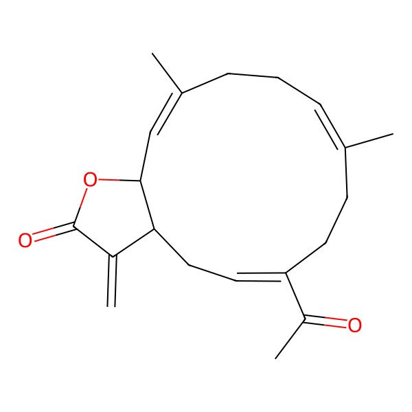 2D Structure of (1S,3Z,7E,11E,13S)-4-acetyl-7,11-dimethyl-16-methylidene-14-oxabicyclo[11.3.0]hexadeca-3,7,11-trien-15-one