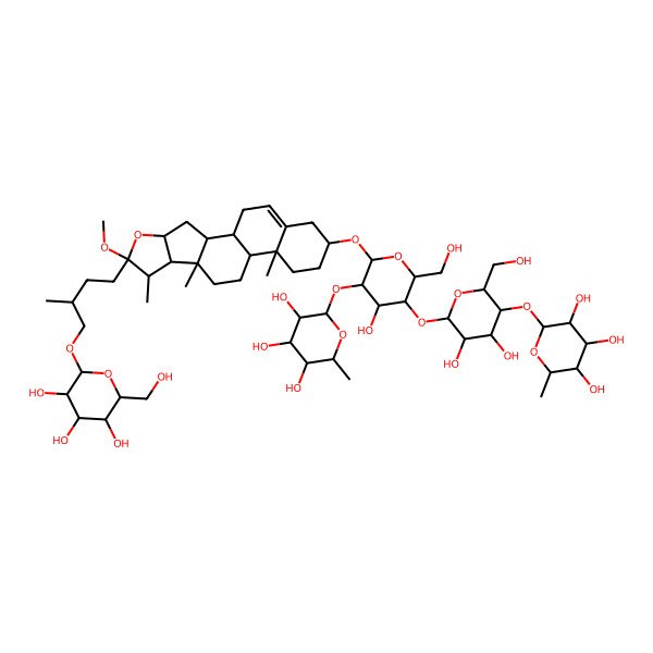 2D Structure of 2-[4,5-Dihydroxy-6-[4-hydroxy-2-(hydroxymethyl)-6-[[6-methoxy-7,9,13-trimethyl-6-[3-methyl-4-[3,4,5-trihydroxy-6-(hydroxymethyl)oxan-2-yl]oxybutyl]-5-oxapentacyclo[10.8.0.02,9.04,8.013,18]icos-18-en-16-yl]oxy]-5-(3,4,5-trihydroxy-6-methyloxan-2-yl)oxyoxan-3-yl]oxy-2-(hydroxymethyl)oxan-3-yl]oxy-6-methyloxane-3,4,5-triol