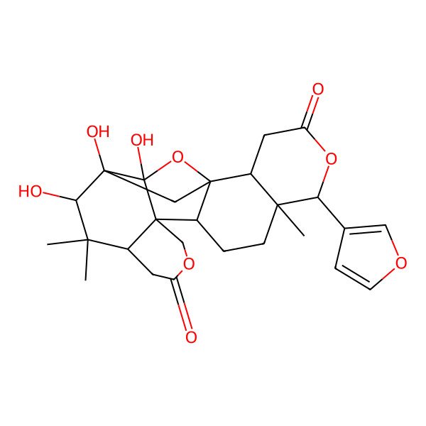 2D Structure of (1S,2R,6R,7R,10R,11S,16S,18S,19R,20R)-6-(furan-3-yl)-18,19,20-trihydroxy-7,17,17-trimethyl-5,13,21-trioxahexacyclo[17.2.1.01,10.02,7.011,16.011,20]docosane-4,14-dione