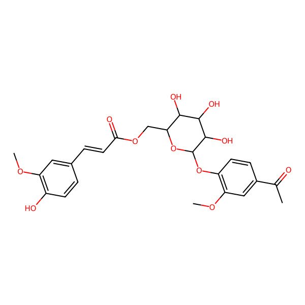 2D Structure of [(2R,3S,4S,5R,6S)-6-(4-acetyl-2-methoxyphenoxy)-3,4,5-trihydroxyoxan-2-yl]methyl (E)-3-(4-hydroxy-3-methoxyphenyl)prop-2-enoate