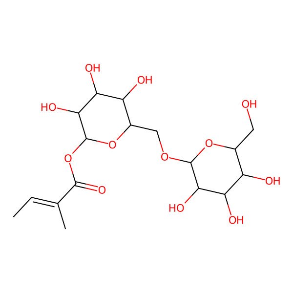 2D Structure of [(2S,3R,4S,5S,6R)-3,4,5-trihydroxy-6-[[(2R,3R,4S,5S,6R)-3,4,5-trihydroxy-6-(hydroxymethyl)oxan-2-yl]oxymethyl]oxan-2-yl] (Z)-2-methylbut-2-enoate
