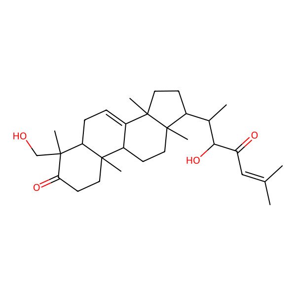 2D Structure of (4S,5R,9R,10R,13S,14S,17S)-4-(hydroxymethyl)-17-[(2R,3S)-3-hydroxy-6-methyl-4-oxohept-5-en-2-yl]-4,10,13,14-tetramethyl-1,2,5,6,9,11,12,15,16,17-decahydrocyclopenta[a]phenanthren-3-one