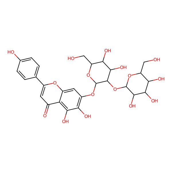 2D Structure of 7-[4,5-Dihydroxy-6-(hydroxymethyl)-3-[3,4,5-trihydroxy-6-(hydroxymethyl)oxan-2-yl]oxyoxan-2-yl]oxy-5,6-dihydroxy-2-(4-hydroxyphenyl)chromen-4-one