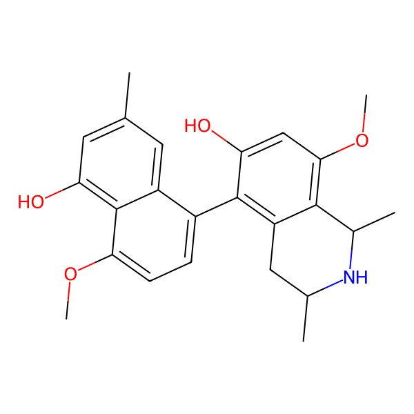 2D Structure of (1S,3S)-5-(5-hydroxy-4-methoxy-7-methylnaphthalen-1-yl)-8-methoxy-1,3-dimethyl-1,2,3,4-tetrahydroisoquinolin-6-ol