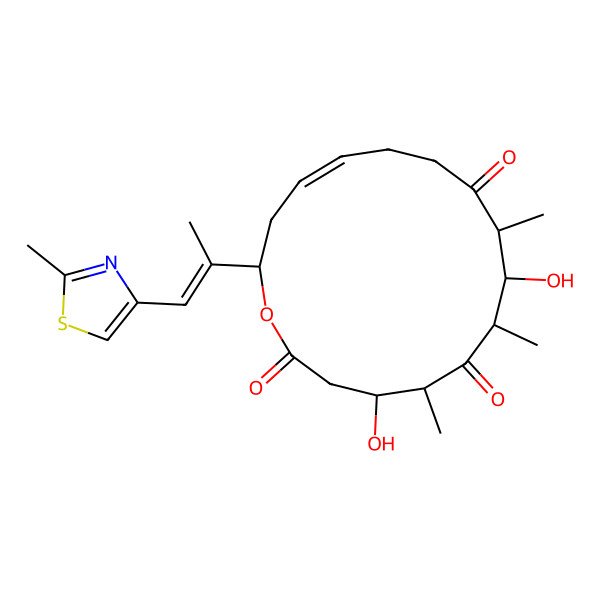 2D Structure of (4S,5S,7R,8S,9R,13Z,16S)-4,8-dihydroxy-5,7,9-trimethyl-16-[(E)-1-(2-methyl-1,3-thiazol-4-yl)prop-1-en-2-yl]-1-oxacyclohexadec-13-ene-2,6,10-trione