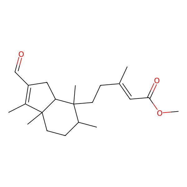 2D Structure of methyl (E)-5-[(3aR,4S,5R,7aR)-2-formyl-1,4,5,7a-tetramethyl-3a,5,6,7-tetrahydro-3H-inden-4-yl]-3-methylpent-2-enoate