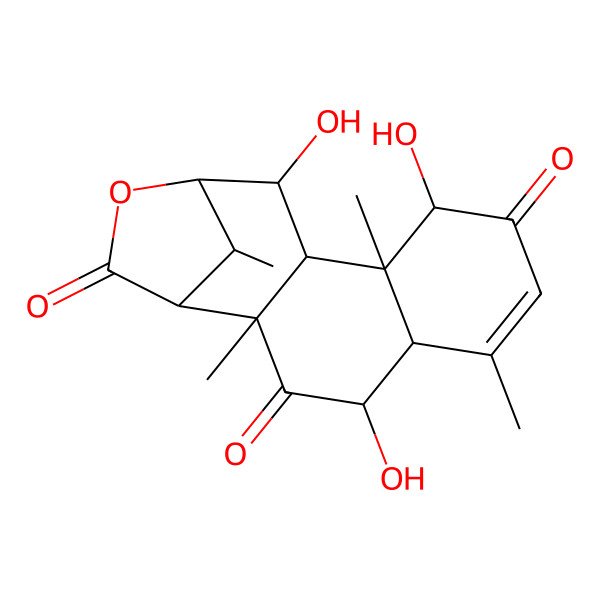 2D Structure of 4,9,12-Trihydroxy-2,6,10,16-tetramethyl-14-oxatetracyclo[11.2.1.02,11.05,10]hexadec-6-ene-3,8,15-trione