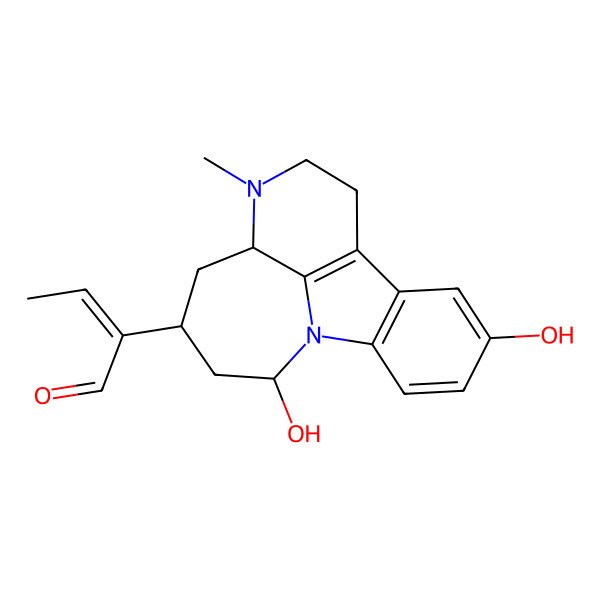 2D Structure of (E)-2-[(5S,7R,9S)-9,14-dihydroxy-4-methyl-4,10-diazatetracyclo[8.6.1.05,17.011,16]heptadeca-1(17),11(16),12,14-tetraen-7-yl]but-2-enal