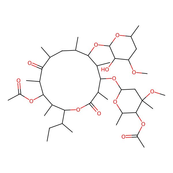 2D Structure of [(2R,3S,4S,5R,7R,9S,10S,11R,12S,13R)-12-(5-acetyloxy-4-methoxy-4,6-dimethyloxan-2-yl)oxy-2-[(2S)-butan-2-yl]-10-(3-hydroxy-4-methoxy-6-methyloxan-2-yl)oxy-3,5,7,9,11,13-hexamethyl-6,14-dioxo-oxacyclotetradec-4-yl] acetate