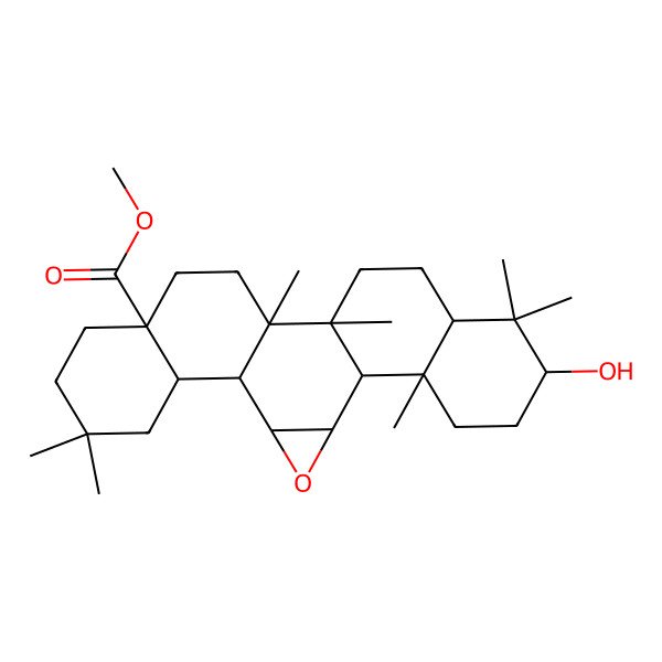 2D Structure of methyl (1R,2R,4S,5R,6S,11S,14R,15R,18R,20S,23S)-20-hydroxy-8,8,14,15,19,19,23-heptamethyl-3-oxahexacyclo[13.8.0.02,4.05,14.06,11.018,23]tricosane-11-carboxylate