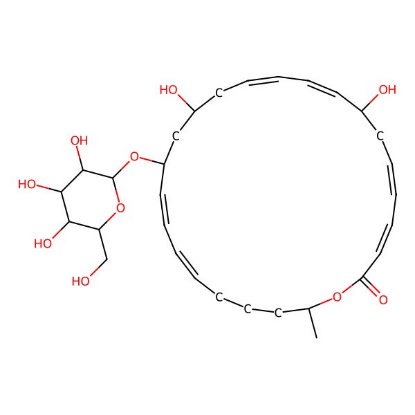 2D Structure of (3Z,5E,8S,9E,11E,14S,16R,17E,19E,24S)-8,14-dihydroxy-24-methyl-16-[(2R,3R,4R,5S,6R)-3,4,5-trihydroxy-6-(hydroxymethyl)oxan-2-yl]oxy-1-oxacyclotetracosa-3,5,9,11,17,19-hexaen-2-one