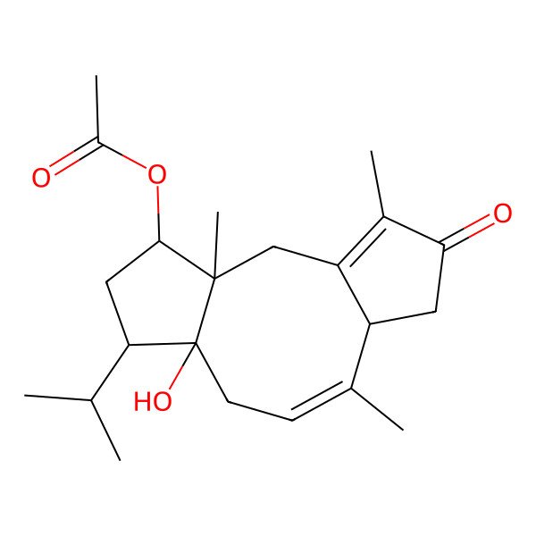 2D Structure of [(3R,4S,6S,7S,11S)-7-hydroxy-3,10,14-trimethyl-13-oxo-6-propan-2-yl-4-tricyclo[9.3.0.03,7]tetradeca-1(14),9-dienyl] acetate