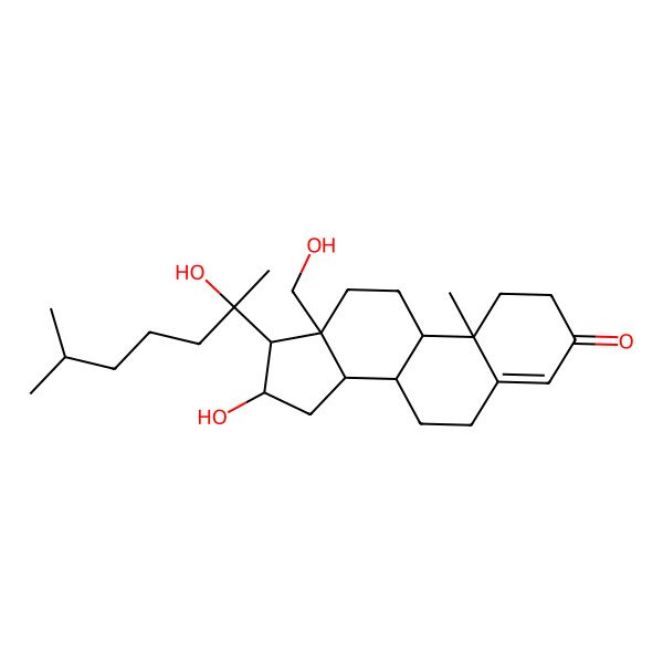 2D Structure of 16-Hydroxy-13-(hydroxymethyl)-17-(2-hydroxy-6-methylheptan-2-yl)-10-methyl-1,2,6,7,8,9,11,12,14,15,16,17-dodecahydrocyclopenta[a]phenanthren-3-one