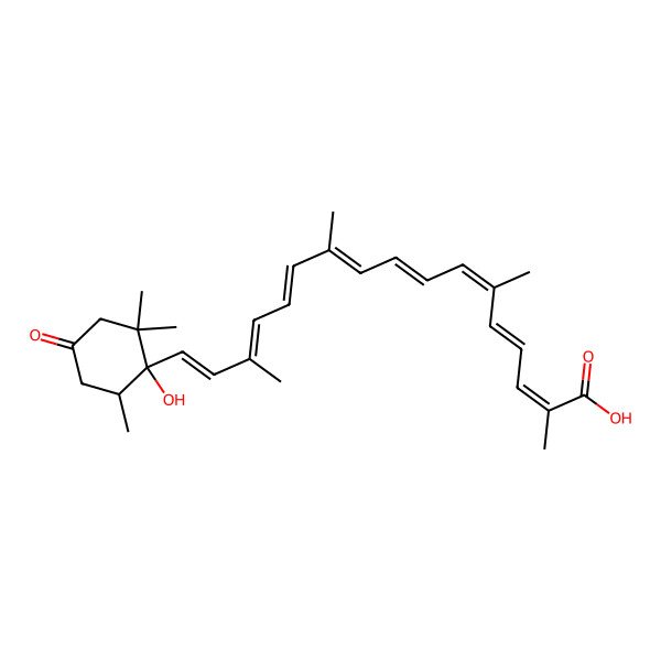 2D Structure of (2E,4E,6E,8E,10E,12E,14E,16E)-17-[(1S,6S)-1-hydroxy-2,2,6-trimethyl-4-oxocyclohexyl]-2,6,11,15-tetramethylheptadeca-2,4,6,8,10,12,14,16-octaenoic acid