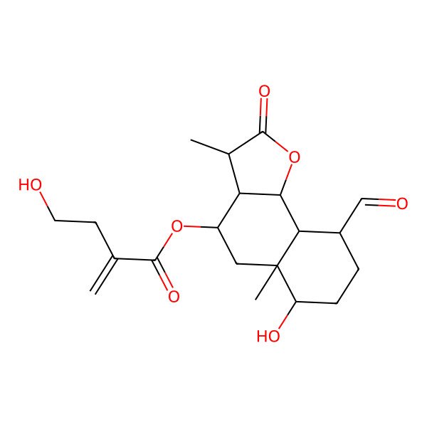 2D Structure of [(3S,3aR,4S,5aR,6R,9R,9aS,9bR)-9-formyl-6-hydroxy-3,5a-dimethyl-2-oxo-3,3a,4,5,6,7,8,9,9a,9b-decahydrobenzo[g][1]benzofuran-4-yl] 4-hydroxy-2-methylidenebutanoate