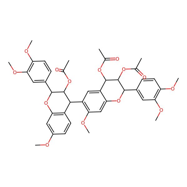 2D Structure of [(2R,3S,4R)-4-[(2R,3R,4R)-3,4-diacetyloxy-2-(3,4-dimethoxyphenyl)-7-methoxy-3,4-dihydro-2H-chromen-6-yl]-2-(3,4-dimethoxyphenyl)-7-methoxy-3,4-dihydro-2H-chromen-3-yl] acetate