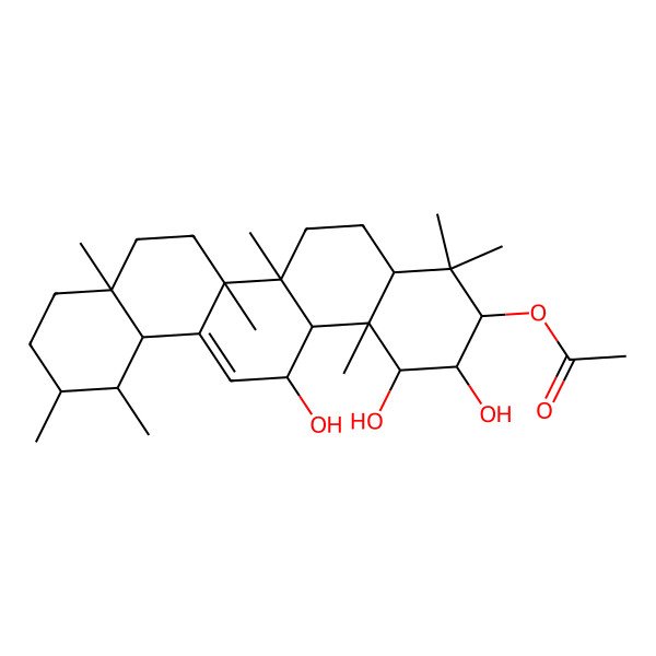 2D Structure of [(1S,2R,3R,4aS,6aR,6bS,8aR,11R,12S,12aR,14R,14aS,14bS)-1,2,14-trihydroxy-4,4,6a,6b,8a,11,12,14b-octamethyl-2,3,4a,5,6,7,8,9,10,11,12,12a,14,14a-tetradecahydro-1H-picen-3-yl] acetate