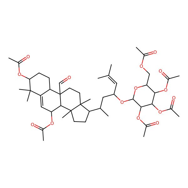 2D Structure of [3,4,5-triacetyloxy-6-[6-(3,7-diacetyloxy-9-formyl-4,4,13,14-tetramethyl-2,3,7,8,10,11,12,15,16,17-decahydro-1H-cyclopenta[a]phenanthren-17-yl)-2-methylhept-2-en-4-yl]oxyoxan-2-yl]methyl acetate