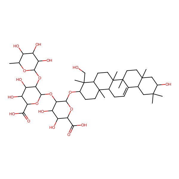 2D Structure of (2S,3S,4S,5R,6R)-6-[[(3S,4S,4aR,6aR,6bS,8aS,10S,12aR,14aR,14bR)-10-hydroxy-4-(hydroxymethyl)-4,6a,6b,8a,11,11,14b-heptamethyl-1,2,3,4a,5,6,7,8,9,10,12,12a,14,14a-tetradecahydropicen-3-yl]oxy]-5-[(2R,3R,4S,5S,6S)-6-carboxy-4,5-dihydroxy-3-[(2S,3R,4R,5R,6S)-3,4,5-trihydroxy-6-methyloxan-2-yl]oxyoxan-2-yl]oxy-3,4-dihydroxyoxane-2-carboxylic acid