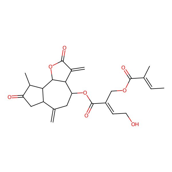 2D Structure of (9-Methyl-3,6-dimethylidene-2,8-dioxo-3a,4,5,6a,7,9,9a,9b-octahydroazuleno[4,5-b]furan-4-yl) 4-hydroxy-2-(2-methylbut-2-enoyloxymethyl)but-2-enoate