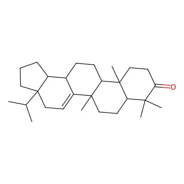 2D Structure of (3aR,5bR,7aR,11aR,11bR,13aS,13bS)-5b,8,8,11a-tetramethyl-3a-propan-2-yl-1,2,3,4,6,7,7a,10,11,11b,12,13,13a,13b-tetradecahydrocyclopenta[a]chrysen-9-one