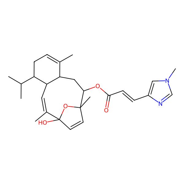 2D Structure of [(1S,2S,4R,8R,9S,10Z,12R)-12-hydroxy-1,5,11-trimethyl-8-propan-2-yl-15-oxatricyclo[10.2.1.04,9]pentadeca-5,10,13-trien-2-yl] (E)-3-(1-methylimidazol-4-yl)prop-2-enoate