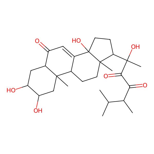 2D Structure of (2R,5R)-2-hydroxy-5,6-dimethyl-2-[(2S,3R,5R,9R,10R,13R,14S,17S)-2,3,14-trihydroxy-10,13-dimethyl-6-oxo-2,3,4,5,9,11,12,15,16,17-decahydro-1H-cyclopenta[a]phenanthren-17-yl]heptane-3,4-dione
