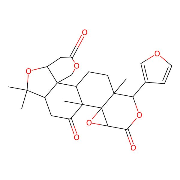2D Structure of (2R,7S,10R,13R,14R,16S,19S,20S)-19-(furan-3-yl)-9,9,13,20-tetramethyl-4,8,15,18-tetraoxahexacyclo[11.9.0.02,7.02,10.014,16.014,20]docosane-5,12,17-trione
